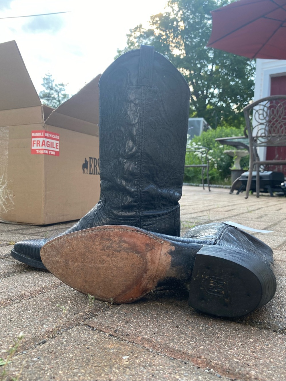 Black Dan Post Western Men’s Cowboy Boots - Pointed Toe - Picture 6 of 7
